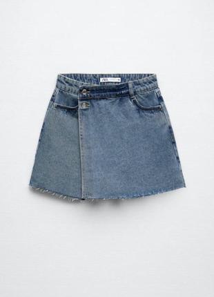 Zara denim стильные джинсовые шорты, юбка. зара.