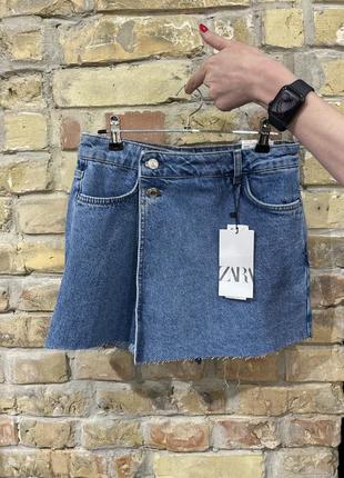 Zara denim стильные джинсовые шорты, юбка. зара.2 фото