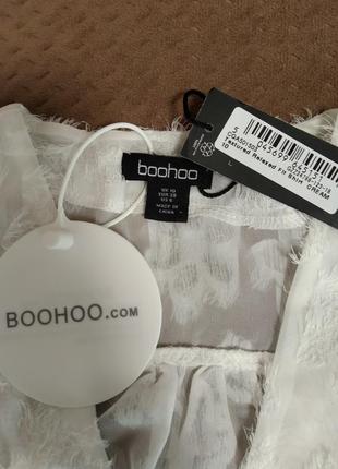 Женская текстурированная рубашка белого цвета boohoo8 фото