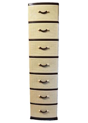 Комод пластиковый универсальный на 7 ящиков 153х46х38 см. efe plastics ротанг...