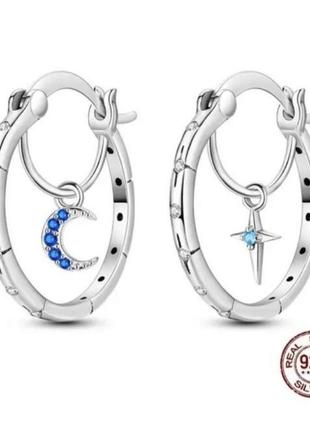 Серьги кольца серебро silver_pandora original хупы