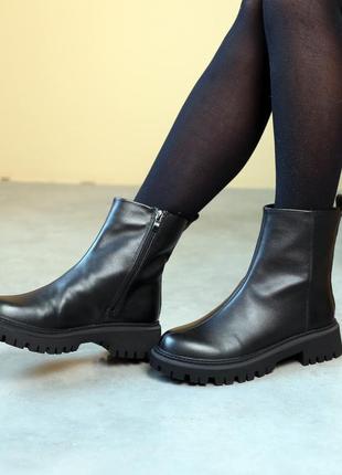 Ботинки женские байка черные9 фото