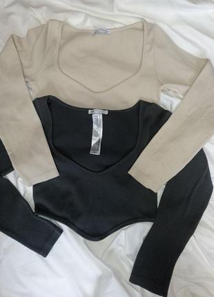 Укороченные топы в рубчик zara