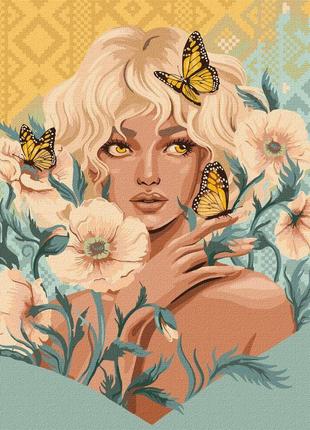 Картина за номерами "дівчина з метеликами" ©pollypopop92 kho2542 40х50 см ідейка