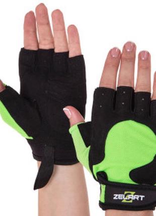 Перчатки для фитнеса и тренировок zelart sb-161740 xs-m черный-зеленый1 фото