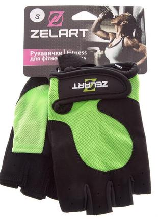 Перчатки для фитнеса и тренировок zelart sb-161740 xs-m черный-зеленый8 фото