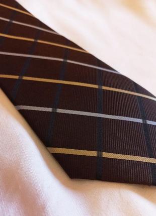 100% шелк business line классический деловой коричневый галстук кроватка в полоску2 фото