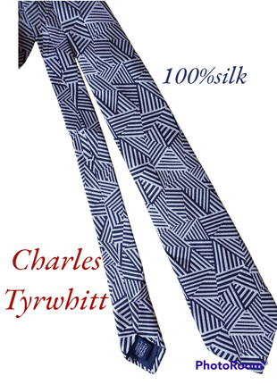 Шелк! шикарный брендовый краватка галстук в принт charles tyrwhitt1 фото