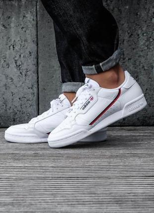 Кожаные белые мужские кроссовки kuwait adidas continental 80 45 46 размер
