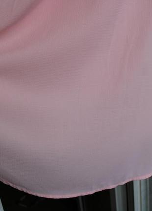 Нежно-розовая удлинённая просторная блуза-рубашка6 фото