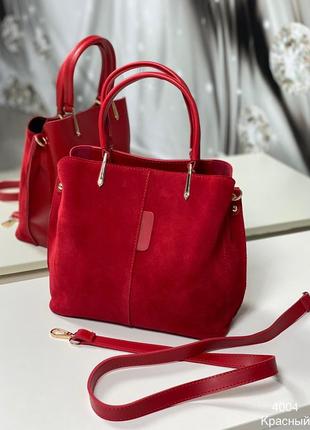 Красная замшевая сумочка2 фото