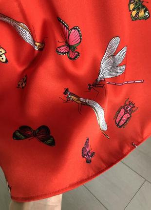Фірмова блуза зі штучного шовку, принт комахи та метелики9 фото