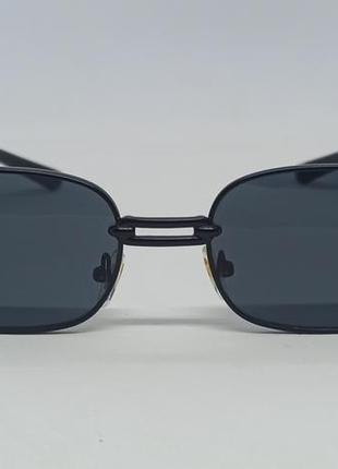Очки в стиле versace модные узкие овальные солнцезащитные очки унисекс черные в чёрном металле2 фото