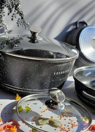 Набор кастрюль с мраморным антипригарным покрытием