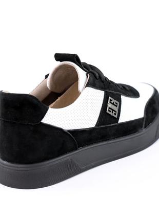 Стильные комфортные качественные черно-белые женские весенние кеды, демисезон, натуральная кожа-женская обувь3 фото