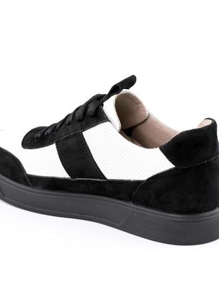 Стильные комфортные качественные черно-белые женские весенние кеды, демисезон, натуральная кожа-женская обувь4 фото