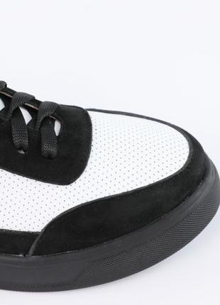 Стильные комфортные качественные черно-белые женские весенние кеды, демисезон, натуральная кожа-женская обувь7 фото