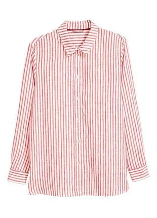 Лляна сорочка, блуза в смужку, великий розмір батал h&amp;m4 фото