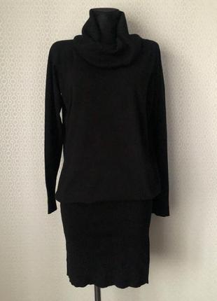 Комфортное черное трикотажное платье гольф, размер s-l2 фото