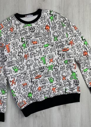 Унікальний світшот фул принт топові малюнки від художника  keith haring