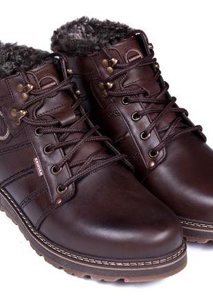 Чоловічі шкіряні зимові черевики kristan city traffic brown