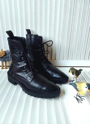 Ботинки ботильйони черные кожаные натуральная кожа4 фото