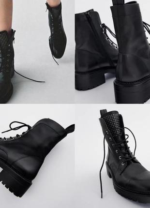 Ботинки ботильйони черные кожаные натуральная кожа10 фото