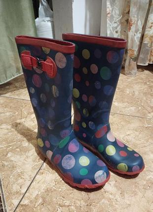 Качественные стильные резиновые сапожки красавицы р.13, стелька 21 см