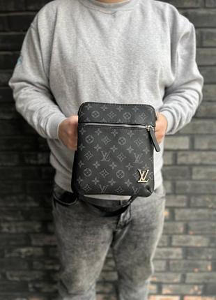 Мужская сумка louis vuitton, борсетка, сумка через плечо, сумочка мужская, бананка, guess, кожа, кожа4 фото