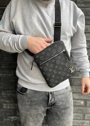 Мужская сумка louis vuitton, борсетка, сумка через плечо, сумочка мужская, бананка, guess, кожа, кожа2 фото