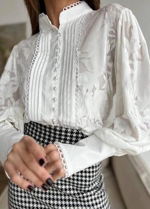 Женская рубашка з трикотажа стрейч с красивым декором4 фото