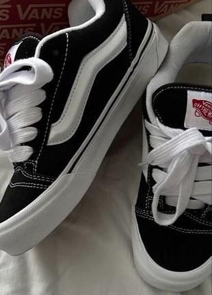 Кеди vans knu skool black/white чорні на білій підошві