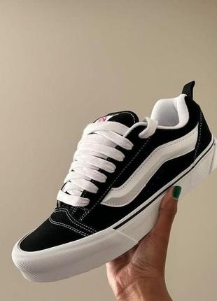Кеди vans knu skool black/white чорні на білій підошві