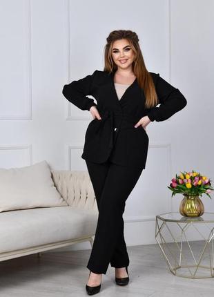 Женский весенний классический деловой костюм пиджак-блейзер с брюками размеры батал 52-665 фото