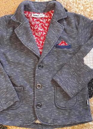 Дитячий піджак з налокітниками від wanex 122 р, сірий колір