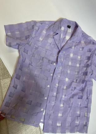 Лавандовая рубашка из органзы5 фото