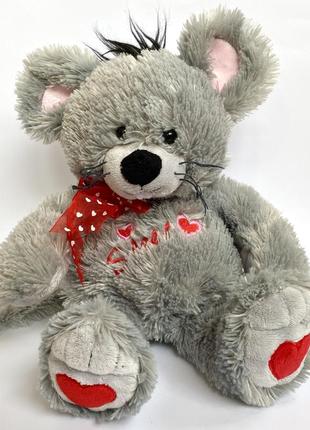 М'яка іграшка плюшева мишка з сердечками на день закоханих