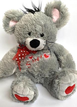 М'яка іграшка плюшева мишка з сердечками на день закоханих3 фото