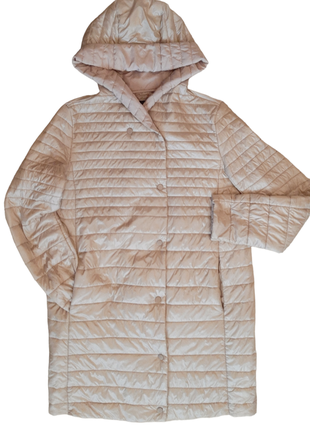 Пальто стьобане тонке з капюшоном reserved світло-бежевого кольору. розмір eur 38/uk 10.2 фото