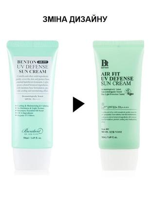 Benton air fit uv defense sun cream spf50 сонцезахисний крем із центелою