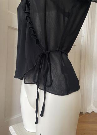 Легкая черная блуза с рюшами marks &amp; spencer ghotic lolita ( cos, oska, dries van noten, y-3, rundholz, annette gortz )4 фото