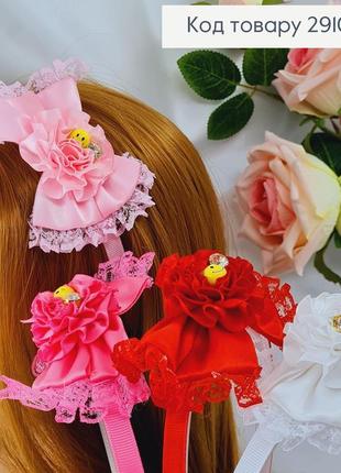 Обруч жіночий для волосся пластик з квіточкою смайлика дитячий в асор1 фото