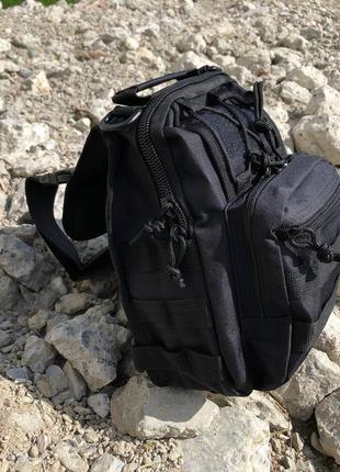 Чорна сумка чоловіча тактична нагрудна / тактичний рюкзак зсу / тактичний середній ah-769 чоловічий рюкзак5 фото