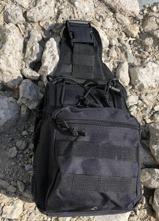 Чорна сумка чоловіча тактична нагрудна / тактичний рюкзак зсу / тактичний середній ah-769 чоловічий рюкзак8 фото