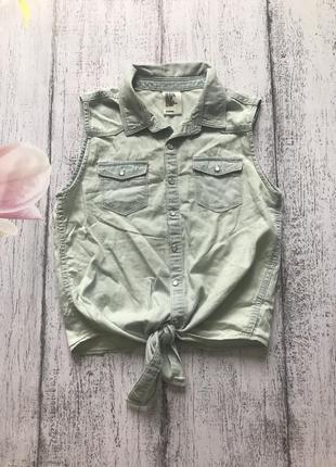 Крута джинсова сорочка майка футболка з зав'язкою h&m 10-11 років