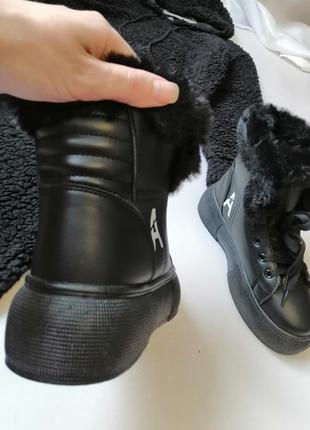 Тёплые зимние ботинки хайтопы на платформе набивной мех невероятно тёплые мягкие нежные покупала себ4 фото