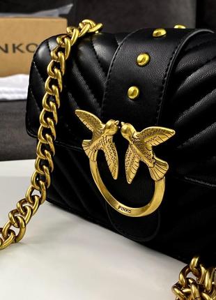 Сумка pinko mini love bag one simply puff black / gold2 фото