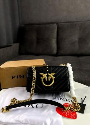 Сумка шкіра pinko mini love bag one simply puff black / gold