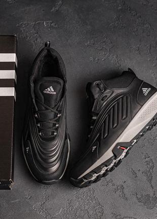 Мужские зимние кожаные ботинки adidas originals ozelia black7 фото