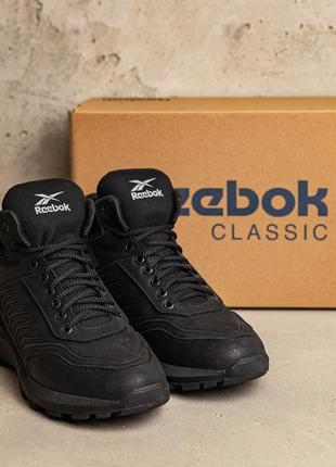 Мужские зимние кожаные ботинки reebok classic black5 фото